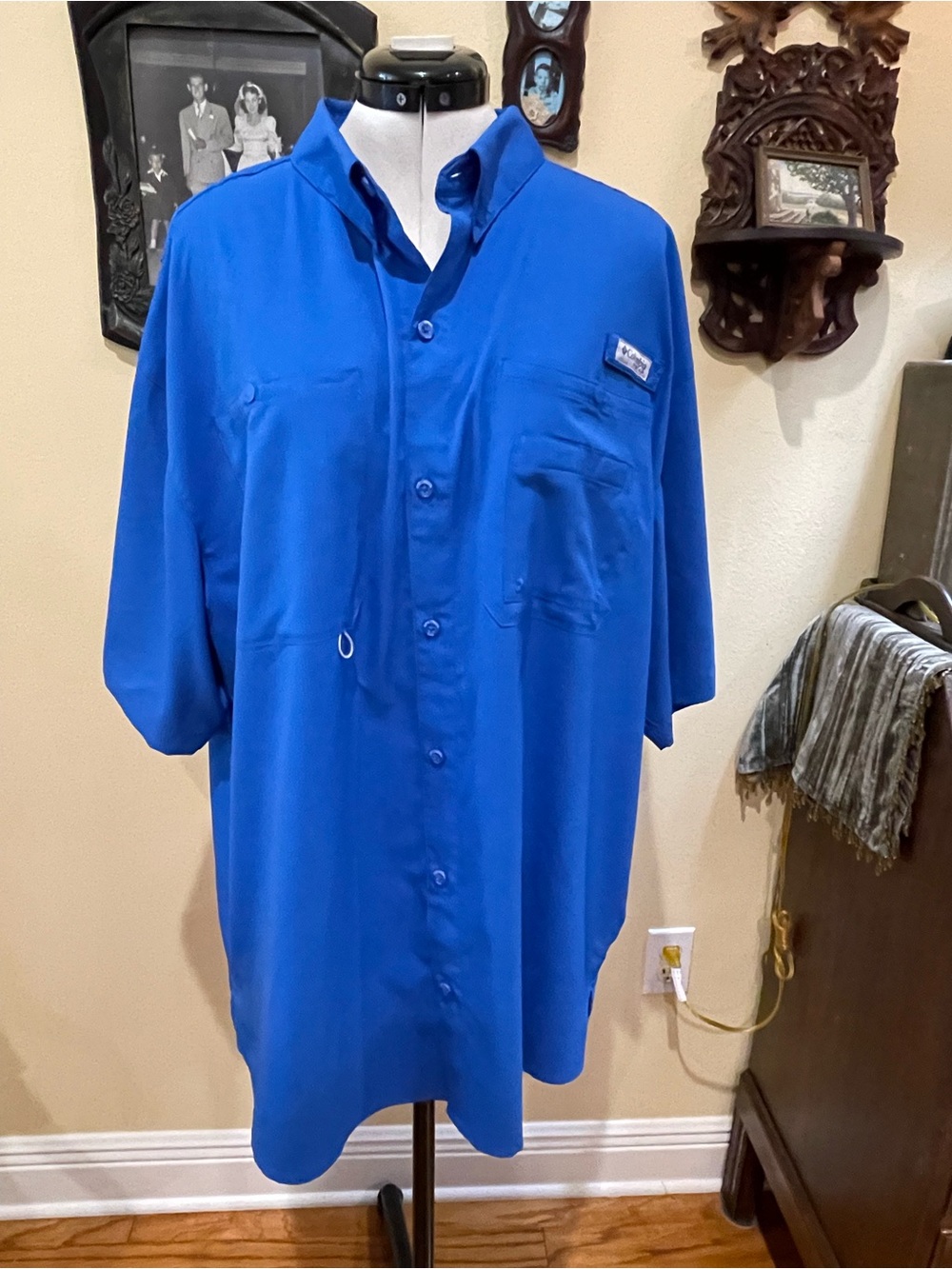 Columbia PFG Royal Blue Vented Fishing Shirt Mens XL